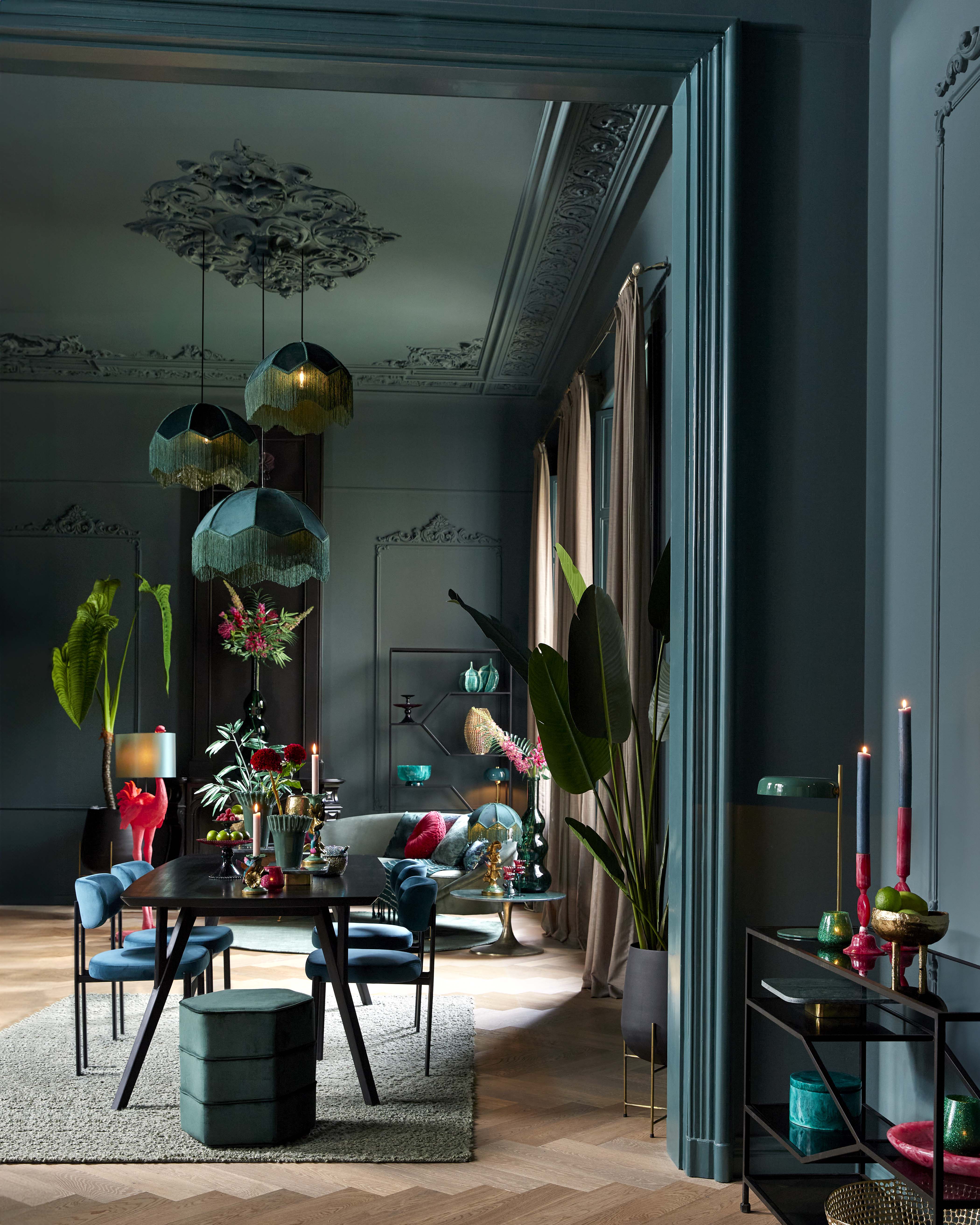 Hanging lamp 50x38 cm MALACIA velvet green - Image 8