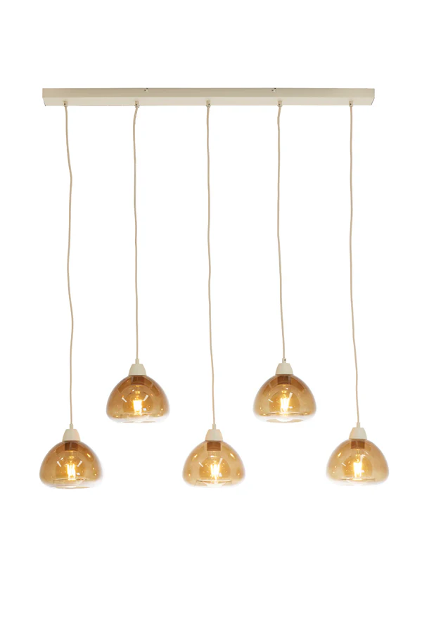 Hanging lamp 5L 104x19x14 cm BISHO glass brown+sand - Image 6