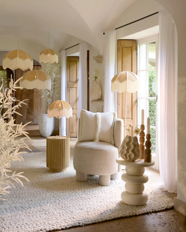 Hanging lamp 60x41 cm MALACIA raffia natural+cream - Image 7