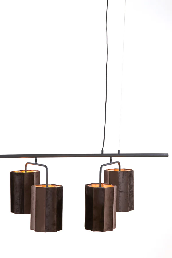 Hanging lamp 6L 160x50x25 cm EDISA velvet d brown+matt black - Image 8