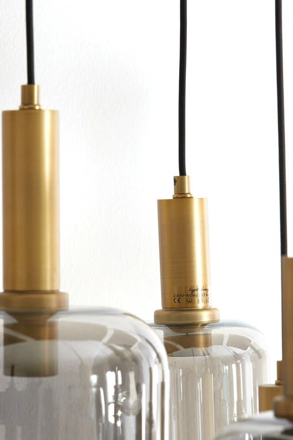 Hanging lamp 9L 83,5x79,5 cm LEKAR antiq bronze+smokd glass - Image 8