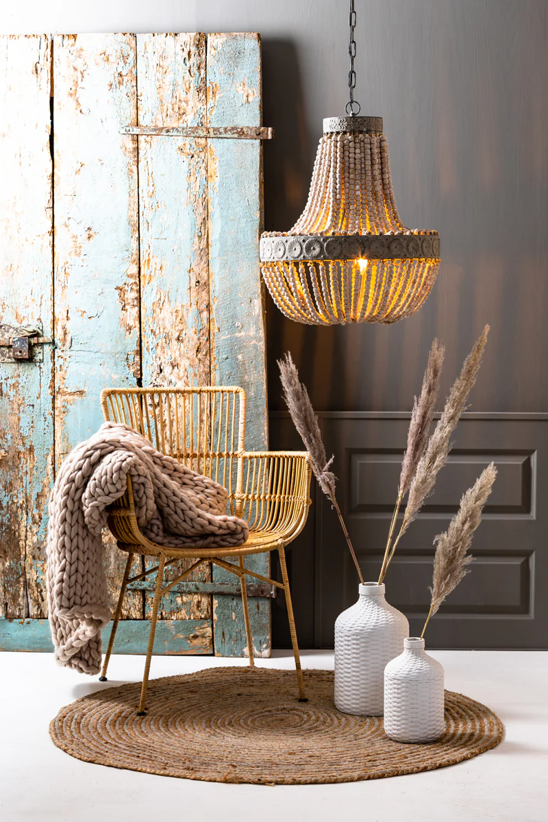 Hanging lamp beads 51x63 cm LUNA old white - Image 3