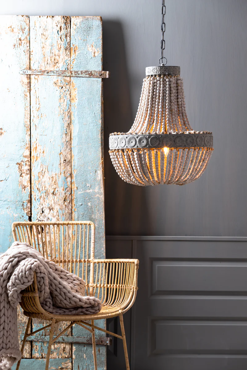 Hanging lamp beads 51x63 cm LUNA old white - Image 5