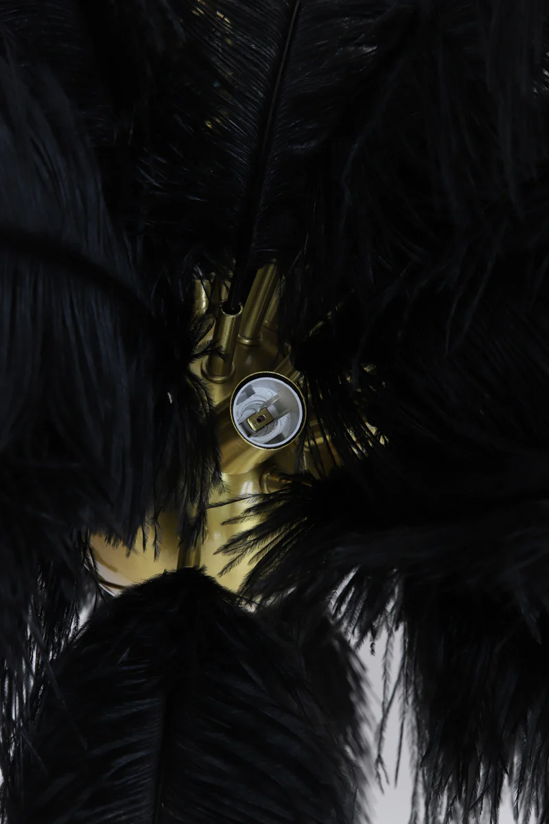 Hanging lamp E14 80 cm FEATHER gold+black - Image 3