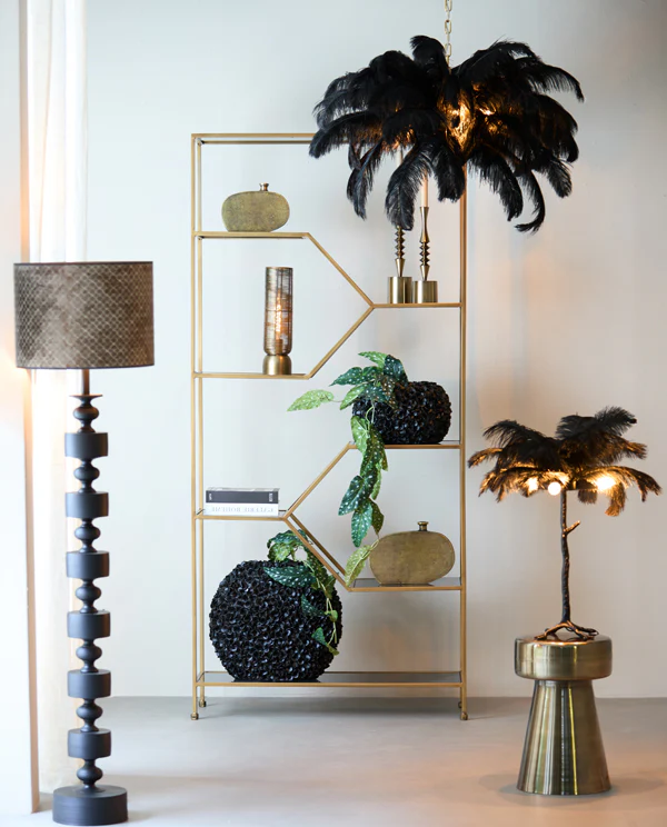 Hanging lamp E14 80 cm FEATHER gold+black - Image 8