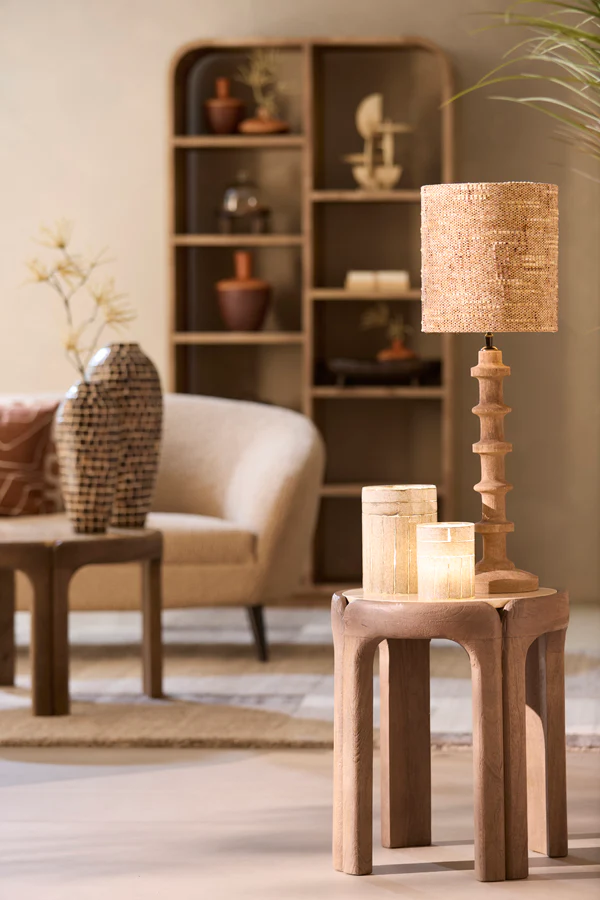 Lamp base 16x45 cm CECILY wood matt grey-brown - Image 6