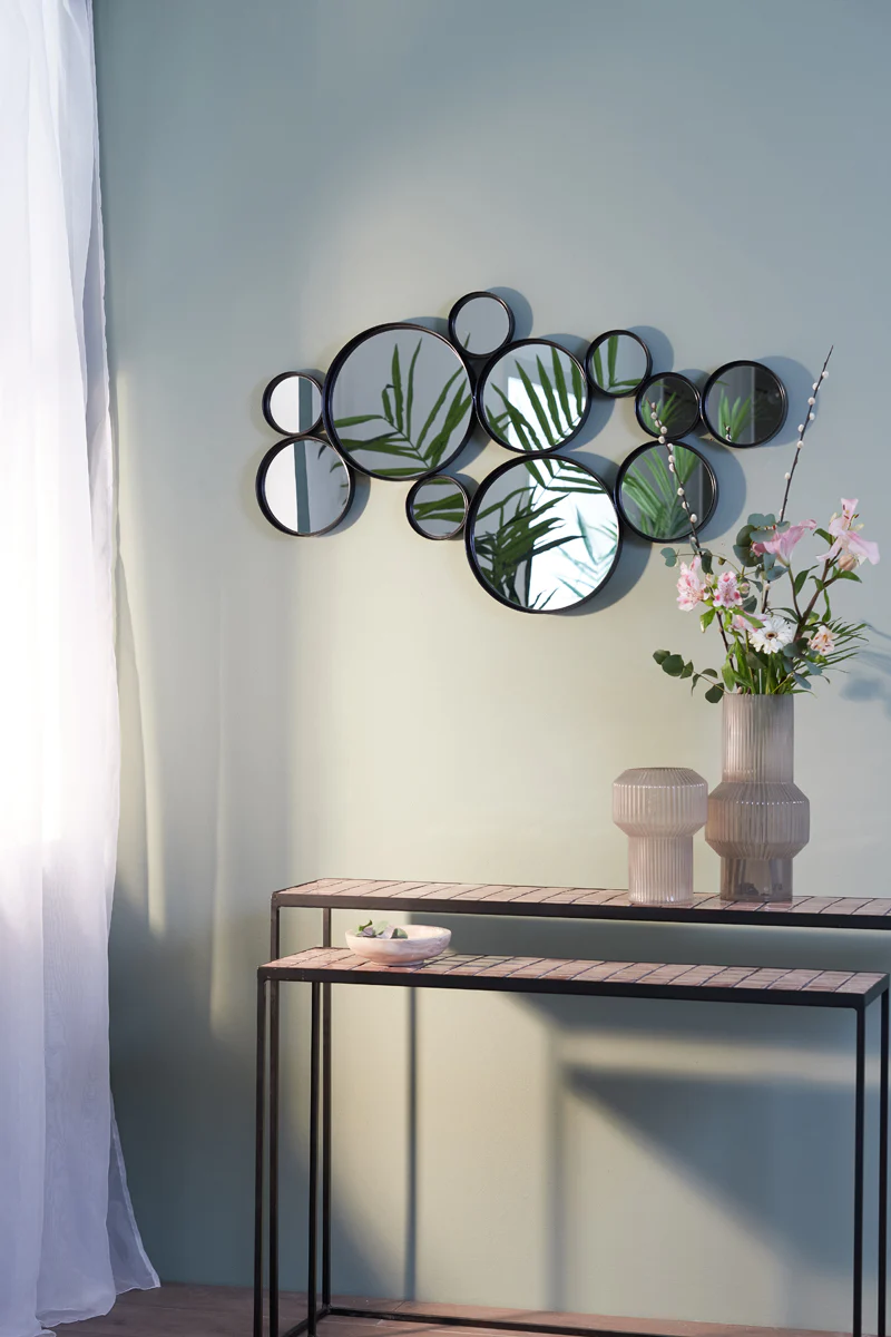 Mirror 99x3,5x57,5 cm CIELO circles matt black - Image 3