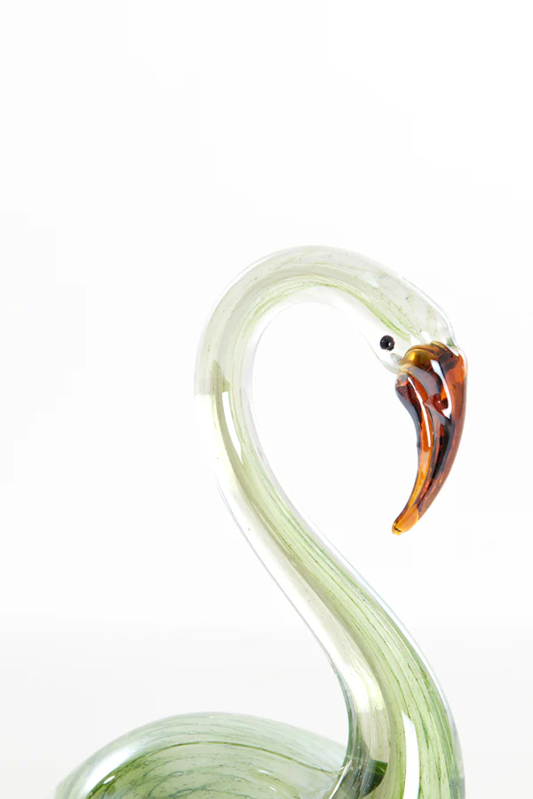 Ornament 13x8x20 cm SWAN glass green - Image 2