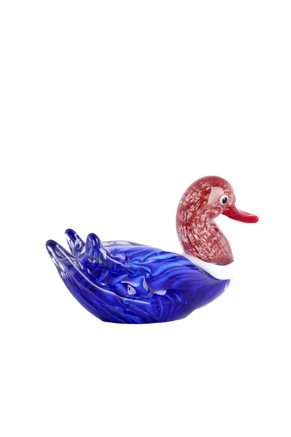 Ornament 18,5x8x11 cm DUCK glass blue purple+red - Image 2