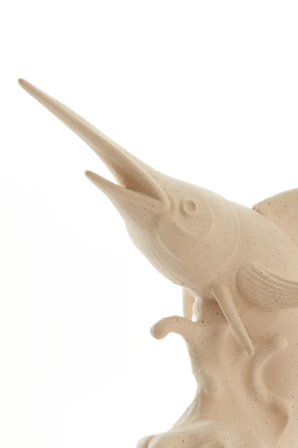 Ornament 33x16,5x43,5 cm SWORDFISH ceramics matt cream - Image 4