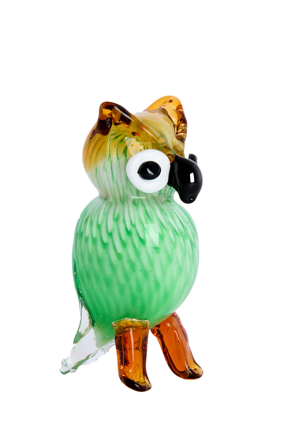Ornament 8x6,5x14 cm OWL glass green+brown - Image 2