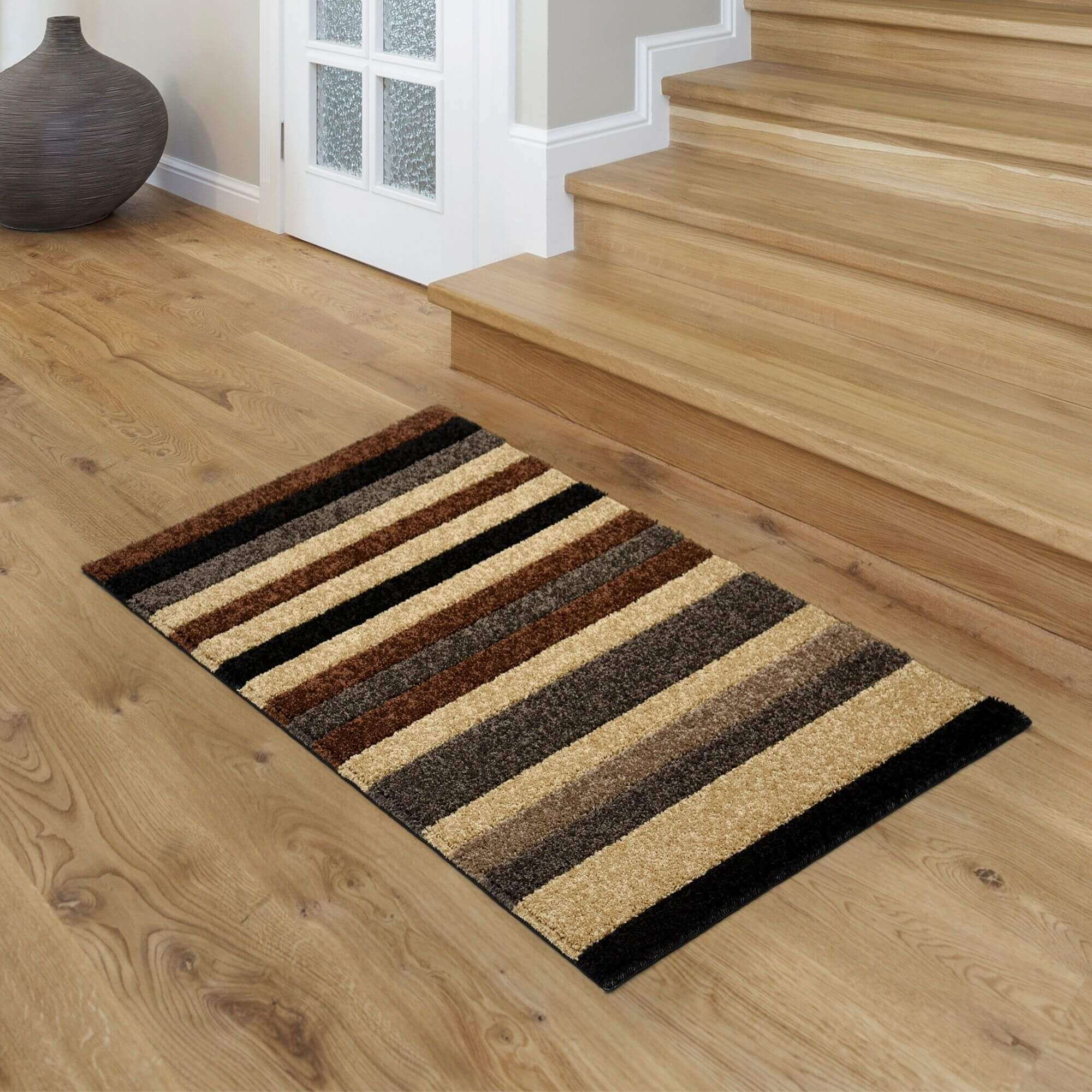 Linea Striped Caramel Washable Rug - Image 3