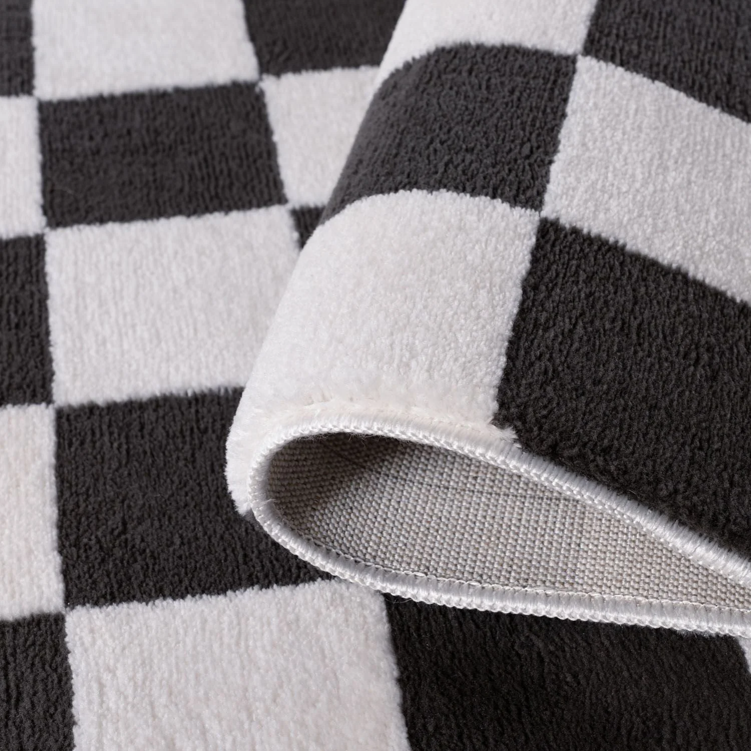 Loft Checkerboard Dark Grey Rug - Image 4