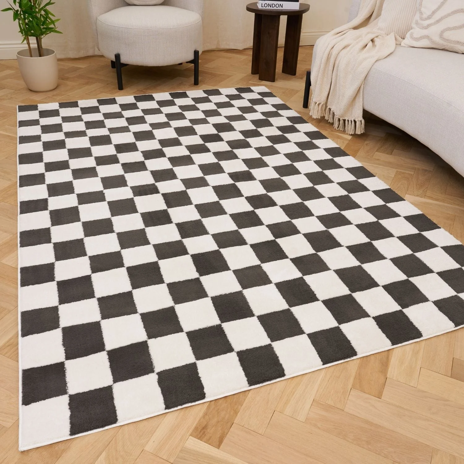 Loft Checkerboard Dark Grey Rug - Image 8