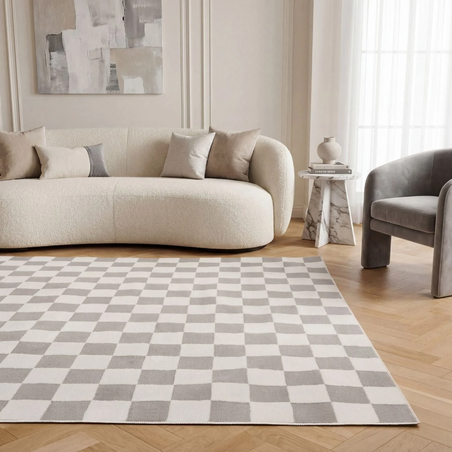 Loft Checkerboard Grey Rug - Image 2