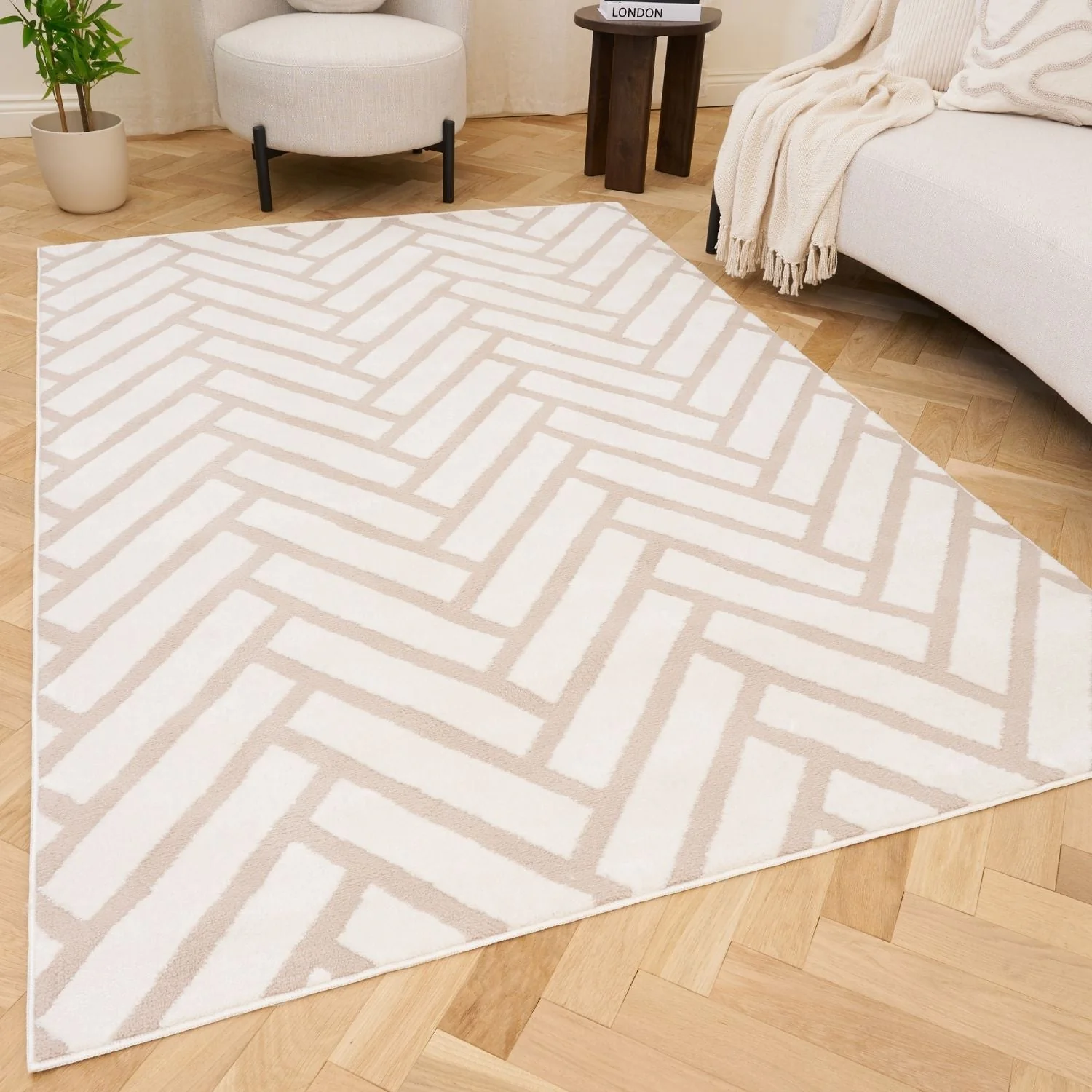 Loft Chevron Beige Rug - Image 8