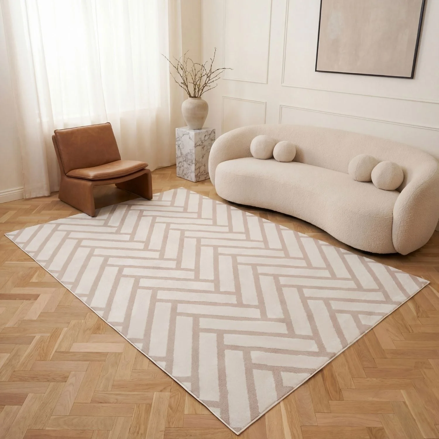 Loft Chevron Beige Rug - Image 9