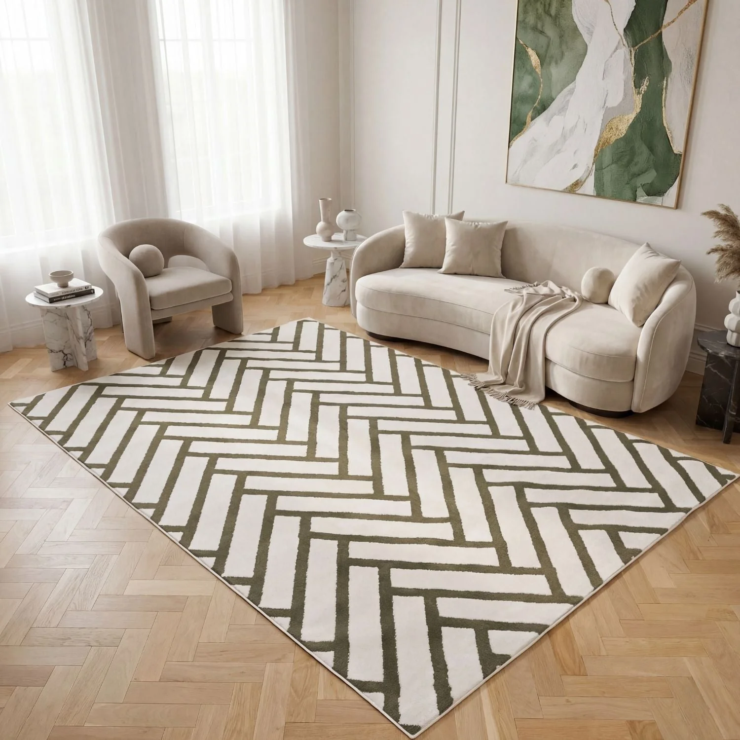 Loft Chevron Green Rug - Image 9