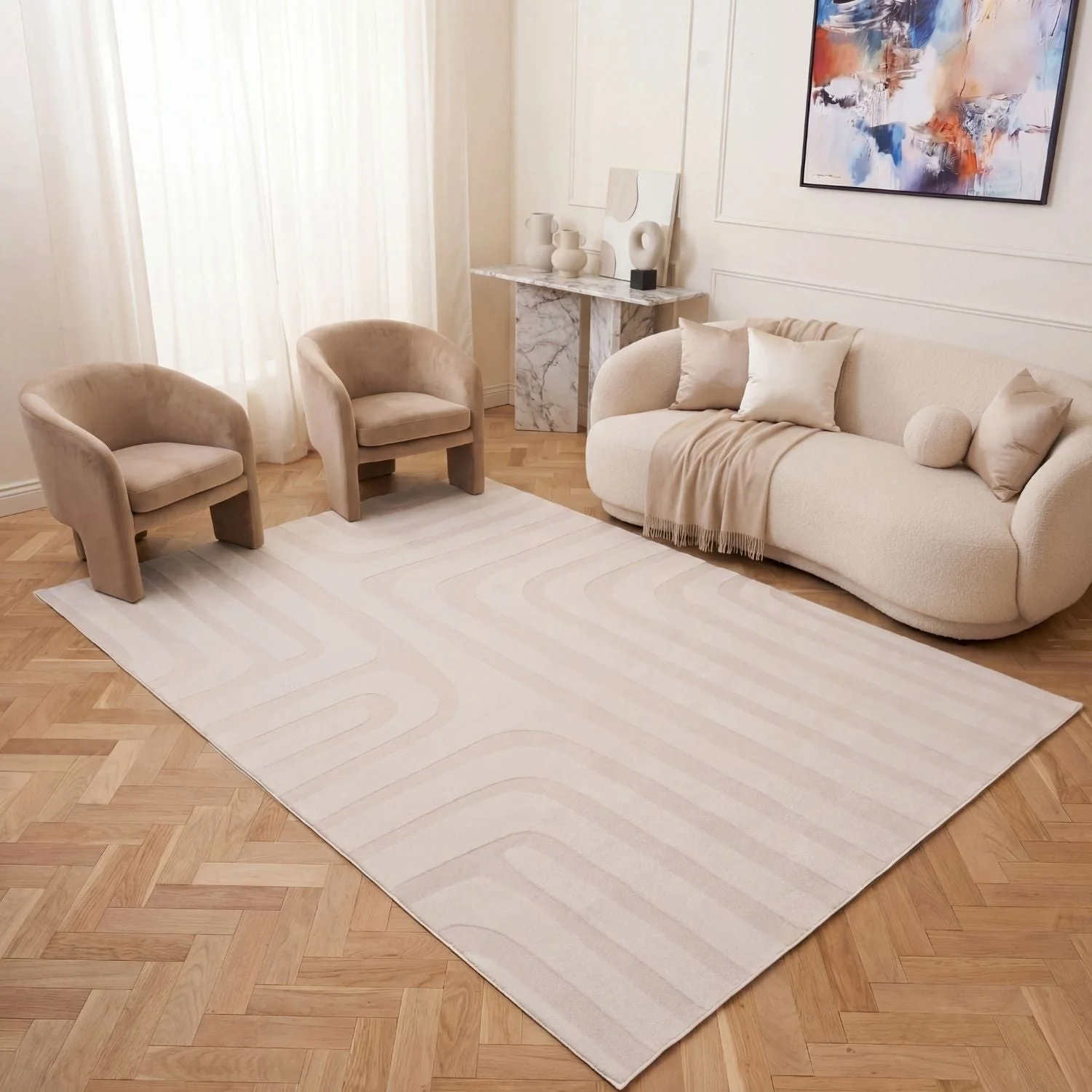 Loft Geometric Cream Rug - Image 9