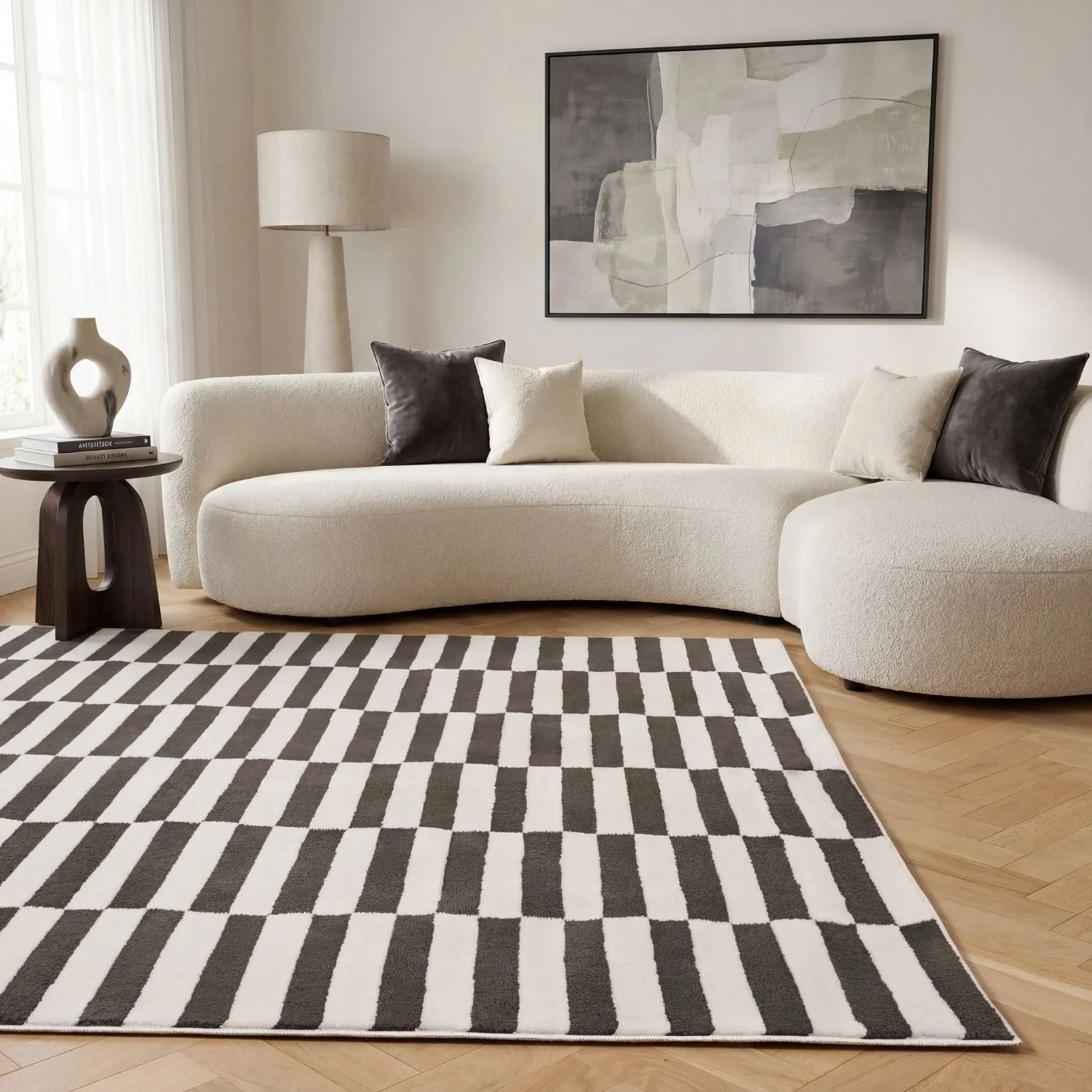 Loft Striped Dark Grey Rug - Image 2