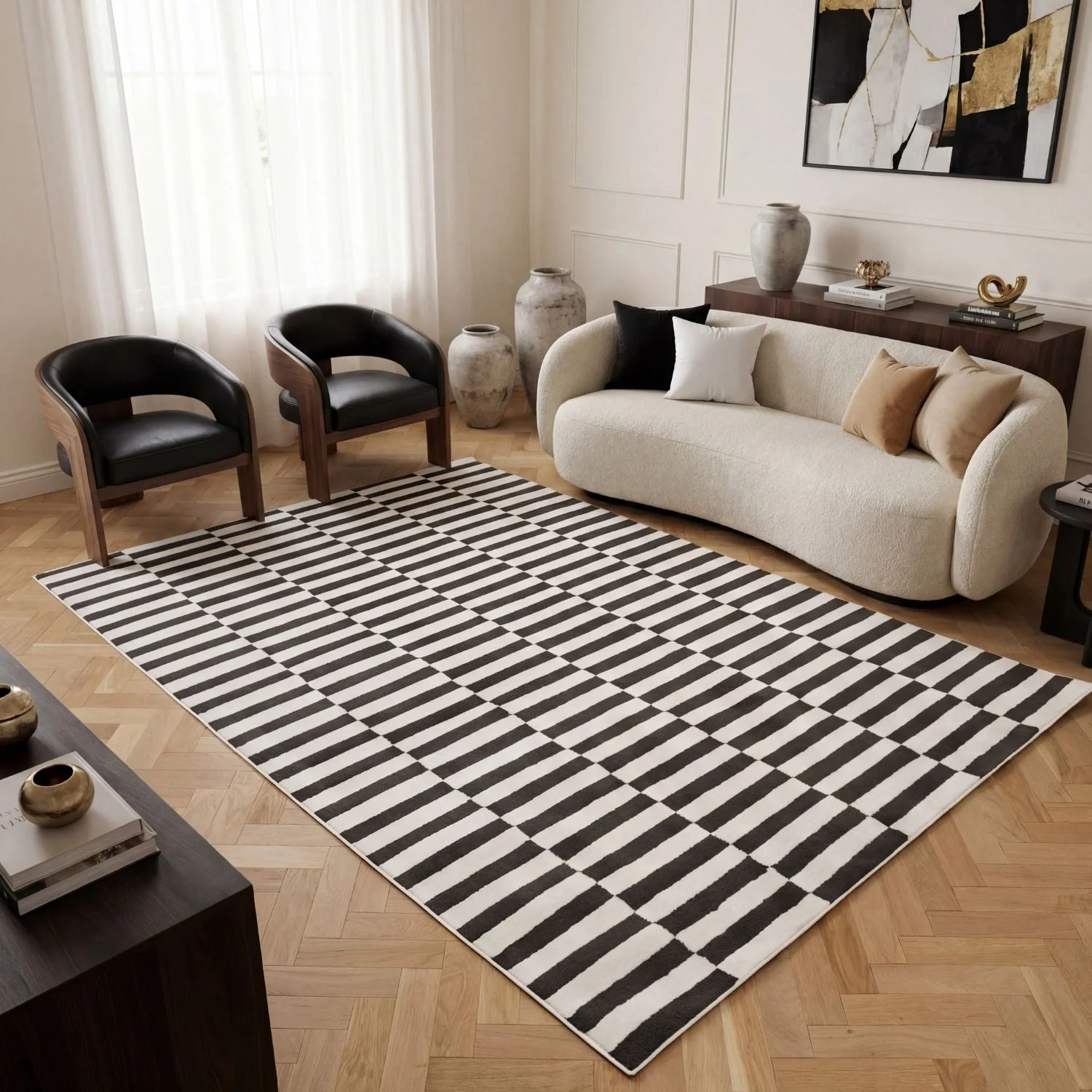 Loft Striped Dark Grey Rug - Image 9