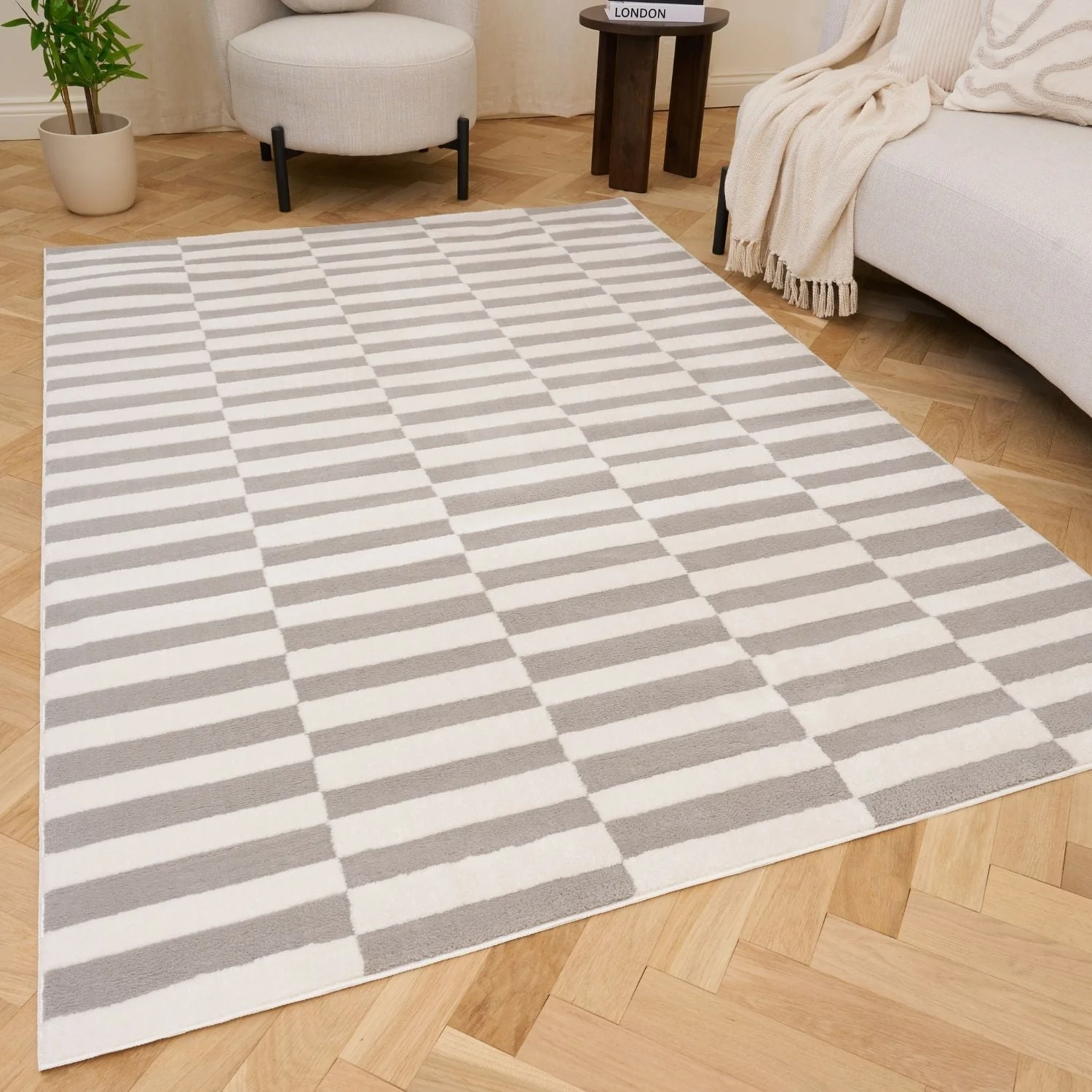 Loft Striped Grey Rug - Image 8