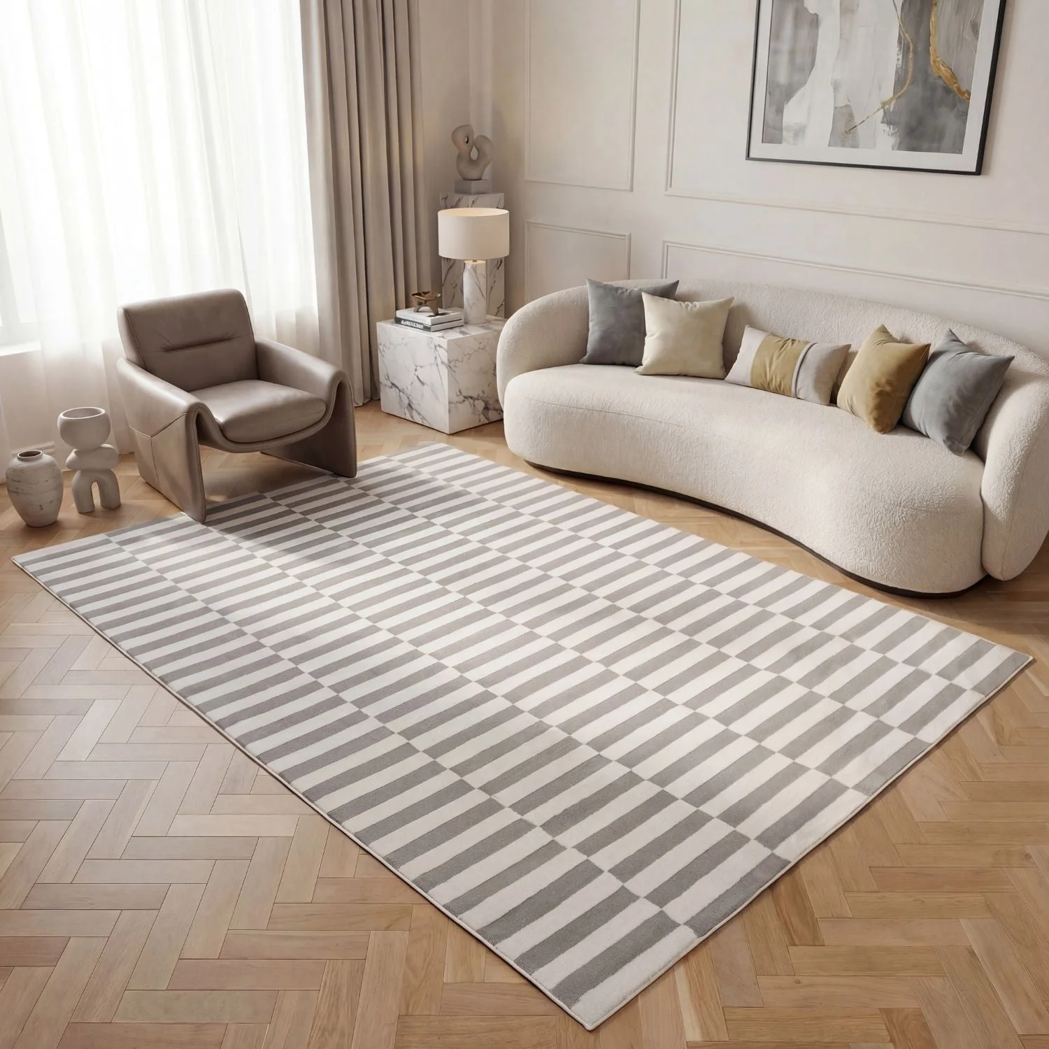 Loft Striped Grey Rug - Image 9