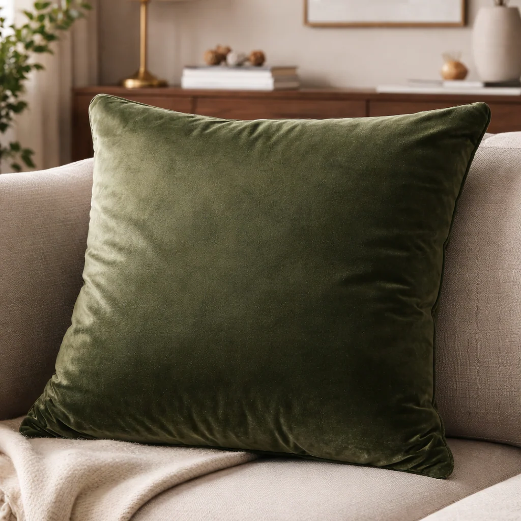 Malini Large Luxe Olive Cushion