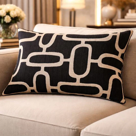Malini Rectangle Edison Black Cushion