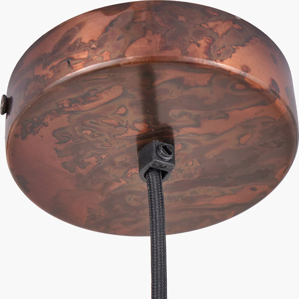 Mason Copper Effect Wide Domed Metal Pendant  | OUTLET