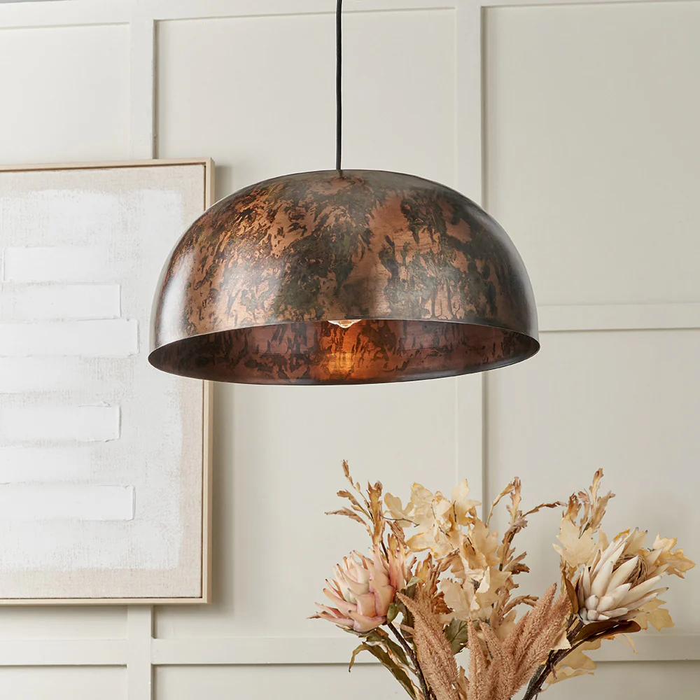 Mason Copper Effect Wide Domed Metal Pendant  | OUTLET - Image 5