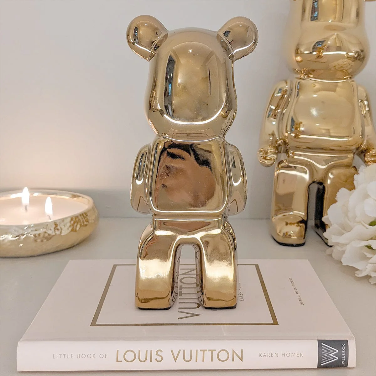 Mini Gold Pearlescent Standing Bear Ornament - Image 3