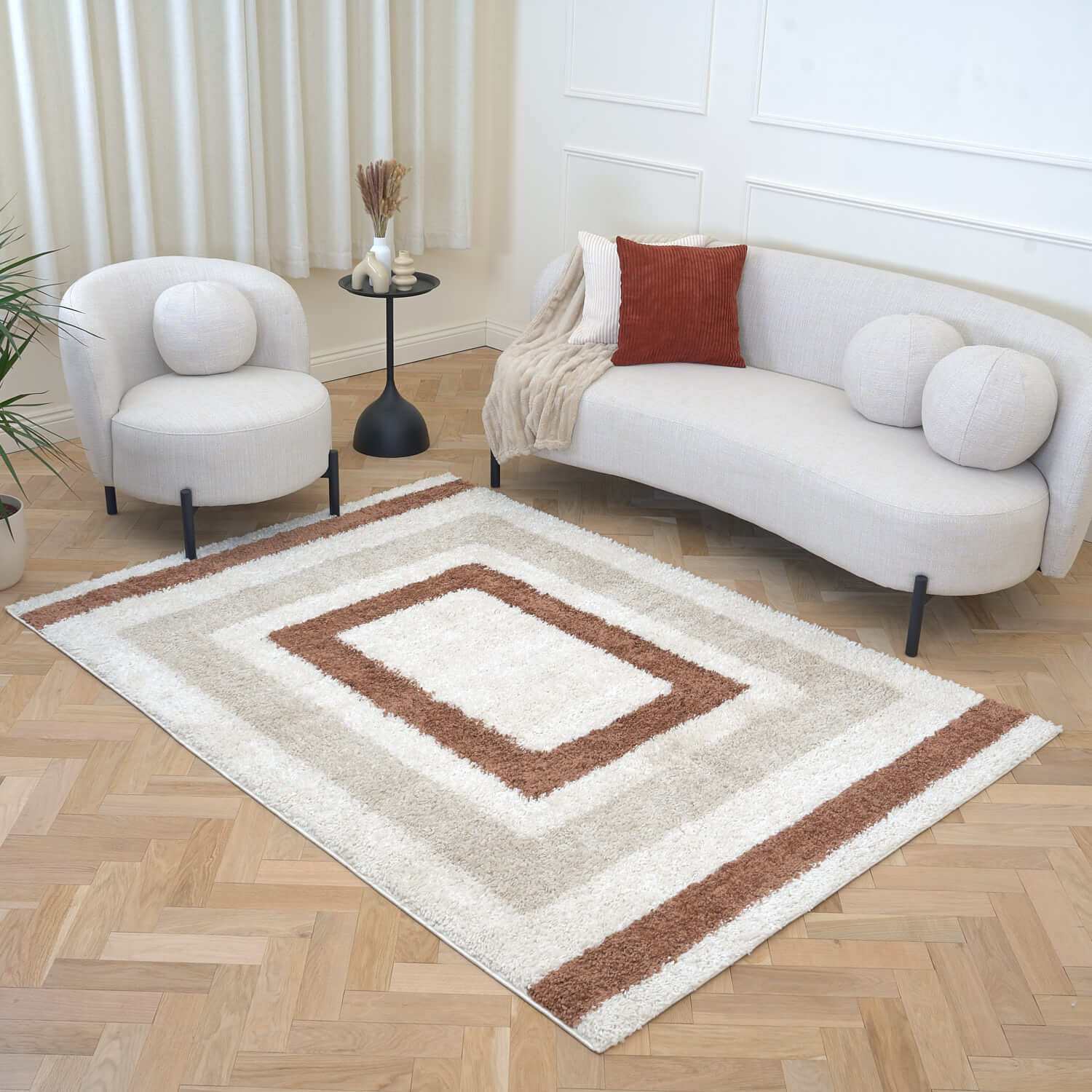 Moodi Shaggy Cream/Terra Slatefern Rug - Image 8