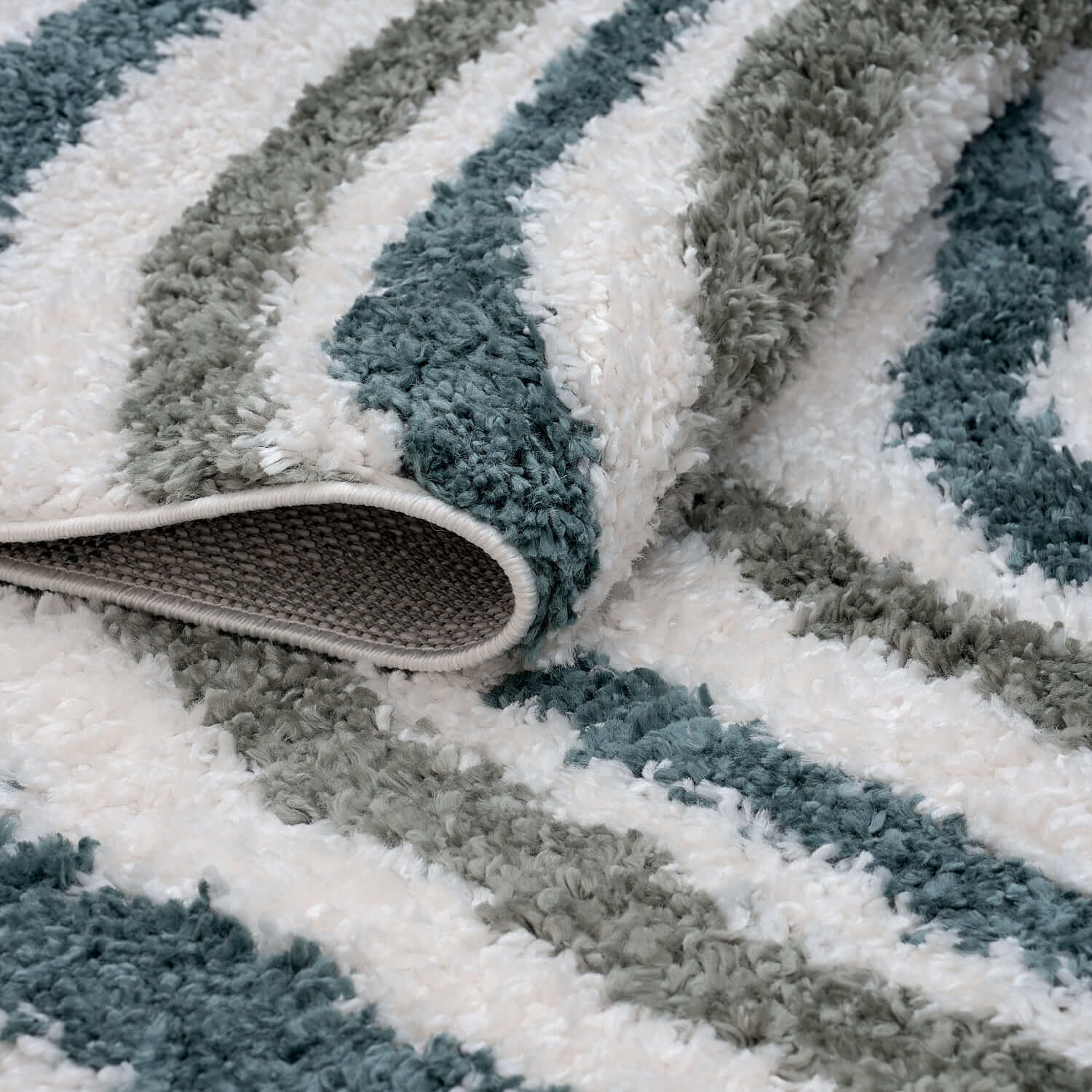 Moodi Shaggy Green Rippletide Rug - Image 4