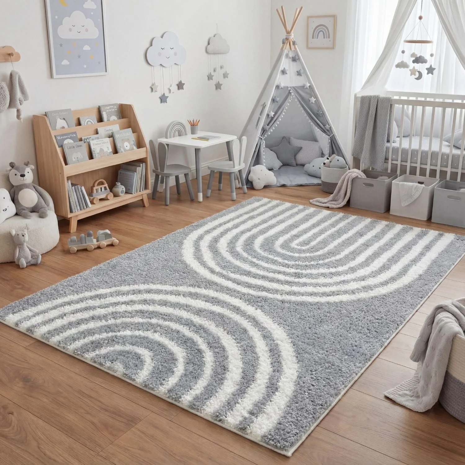 Moodi Shaggy Grey Echo Rug - Image 2