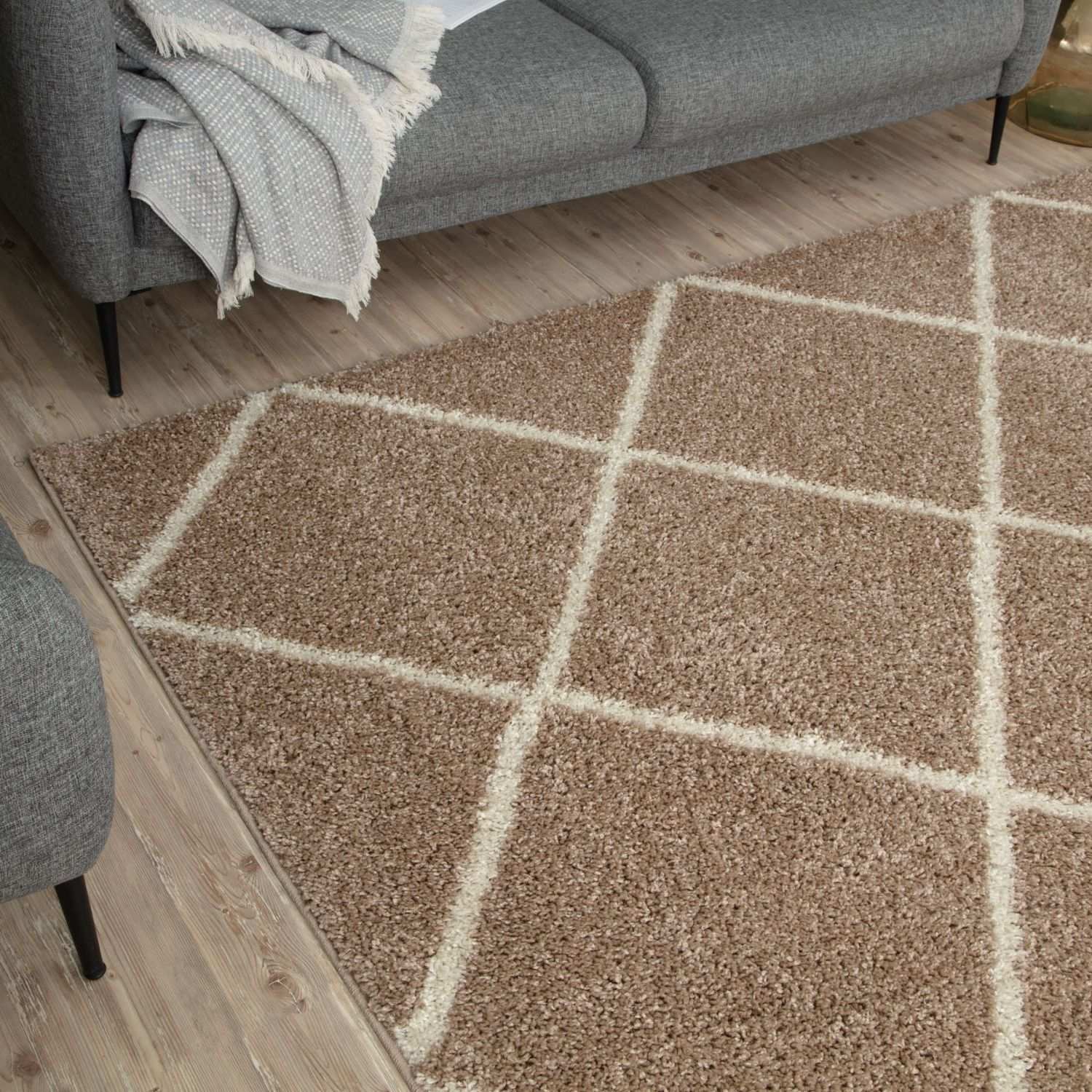 Moroccan Beige Shaggy Rug | 520 - Image 6