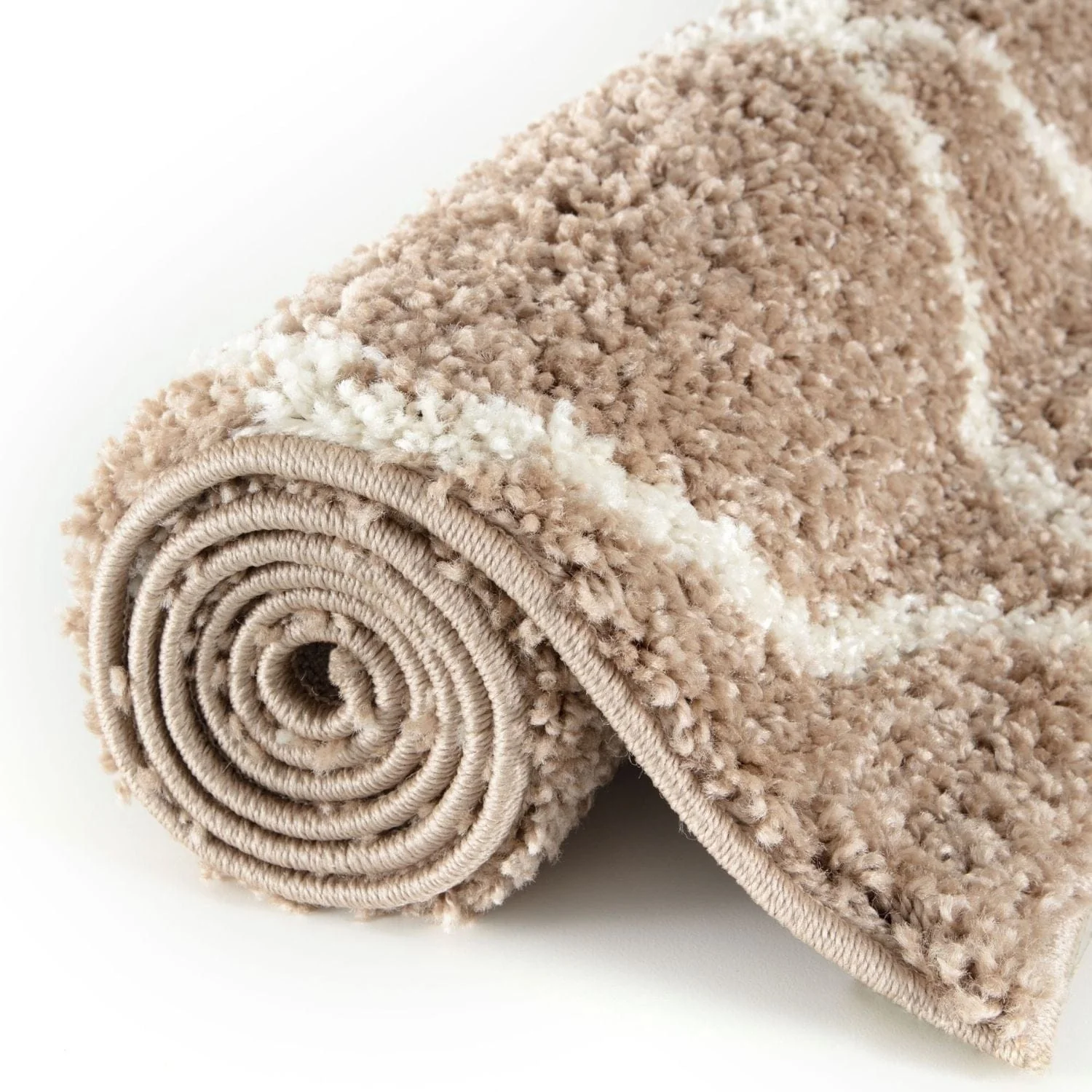 Moroccan Beige Shaggy Rug | 720 - Image 4