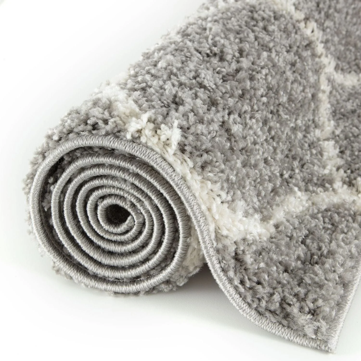 Moroccan Grey Shaggy Rug | 610 - Image 4