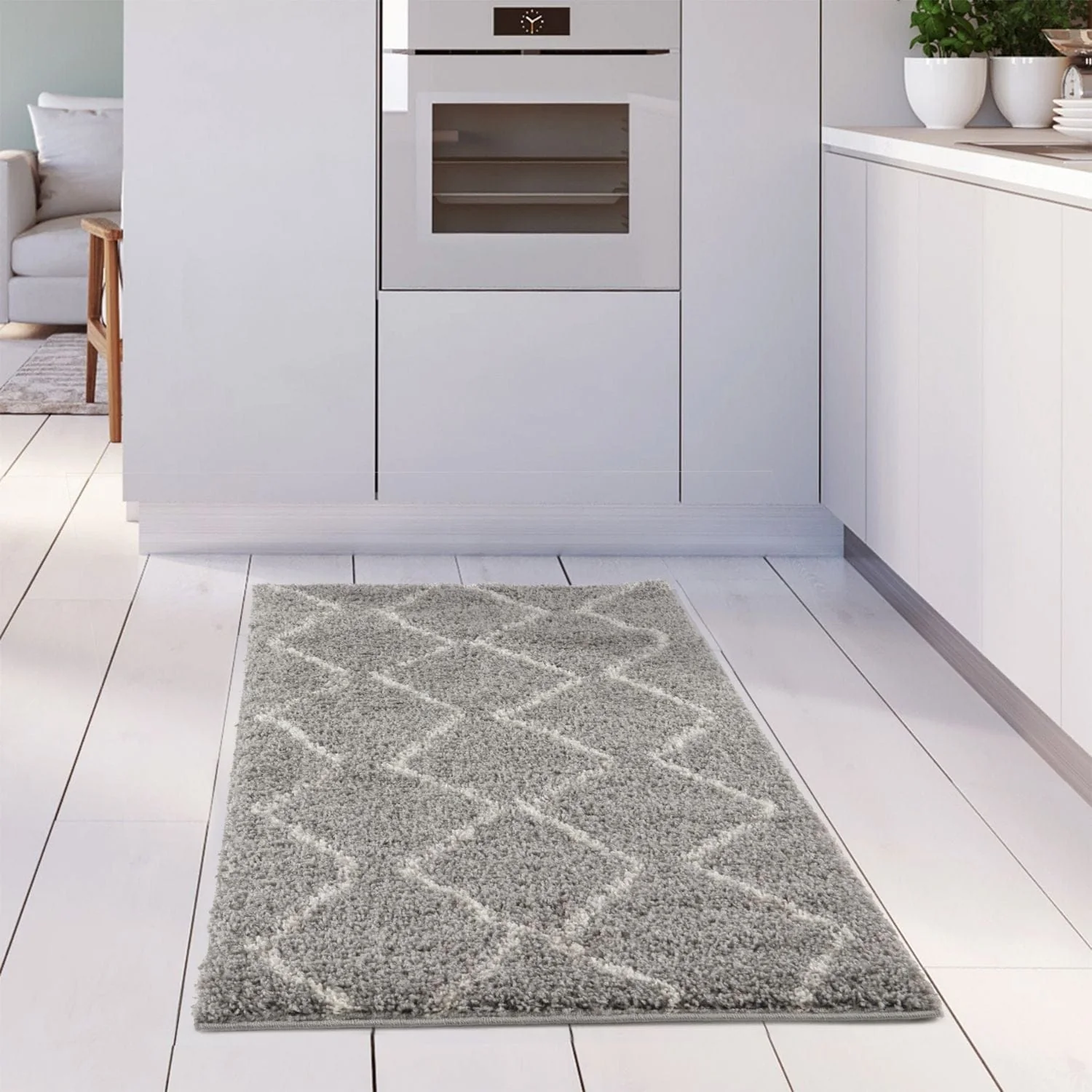 Moroccan Grey Shaggy Rug | 810 - Image 12