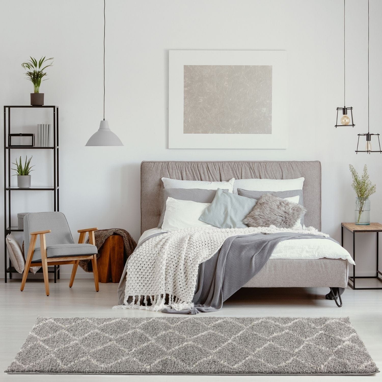 Moroccan Grey Shaggy Rug | 810 - Image 18