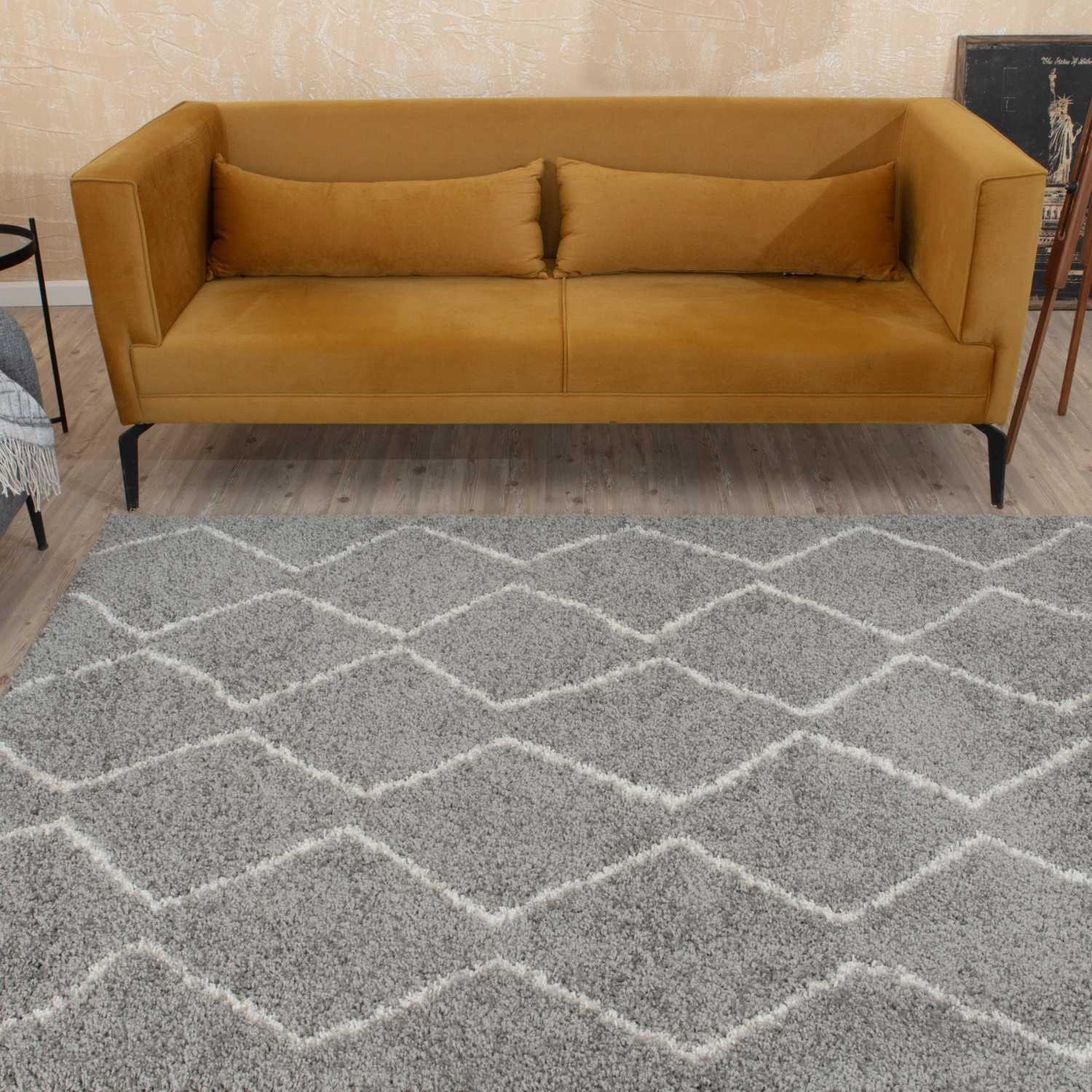 Moroccan Grey Shaggy Rug | 810 - Image 7