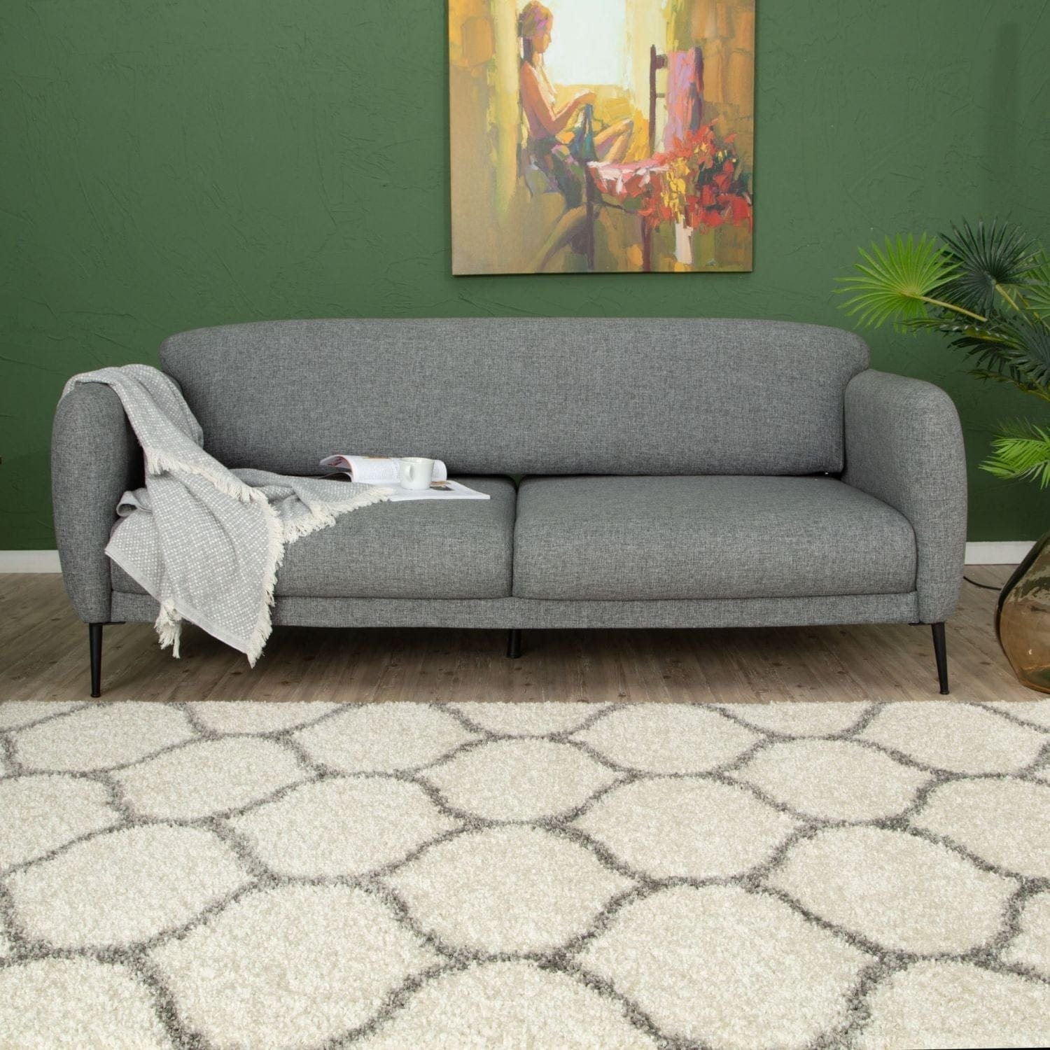 Moroccan Ivory Shaggy Rug | 600 - Image 7