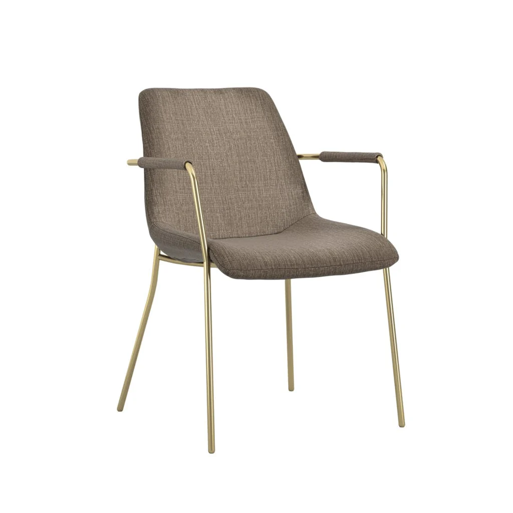 Carlo Taupe and Gold Dining Chair with Arms - Image 2