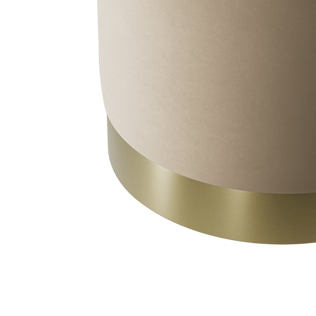 Lara Beige Velvet Small Pouffe - Image 2