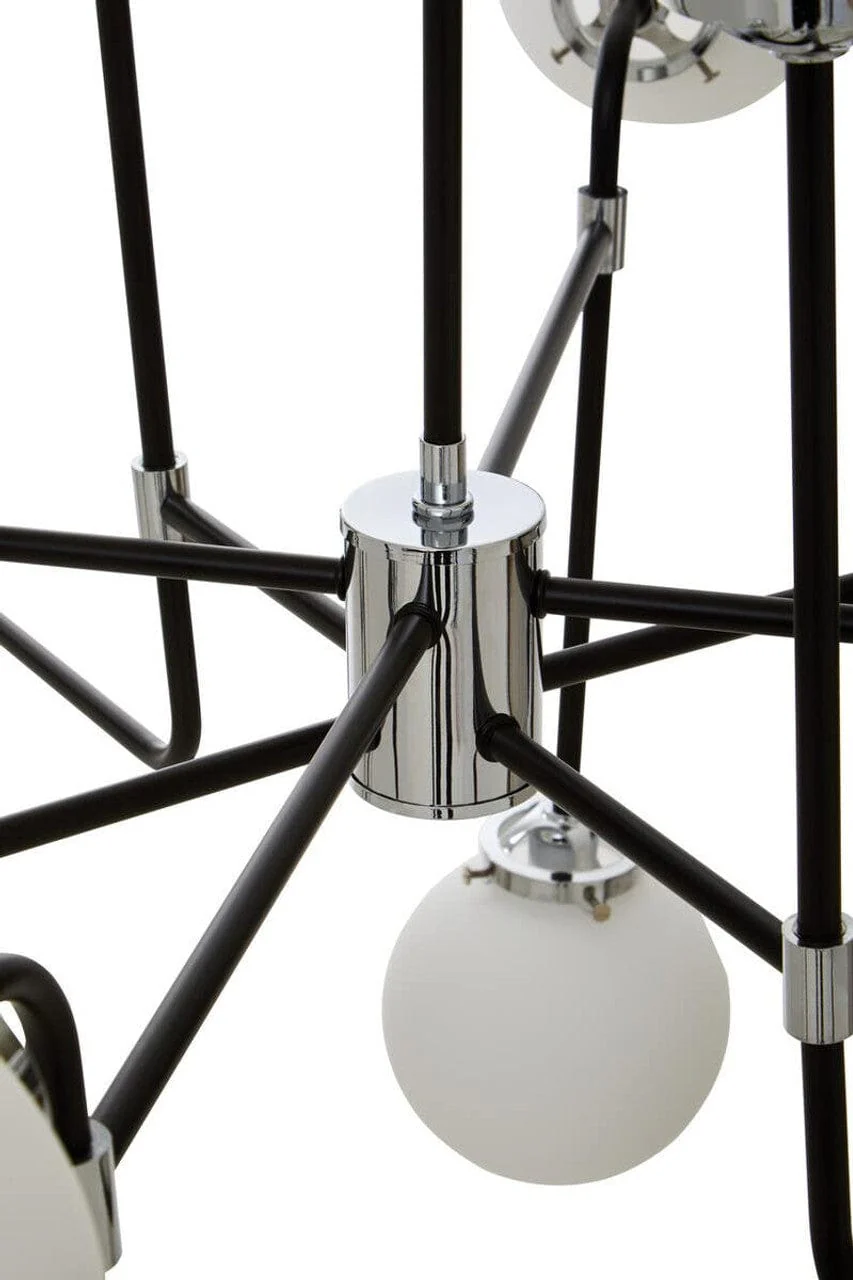 Abira Black And Chrome 16 Arm Pendant Light - Image 4