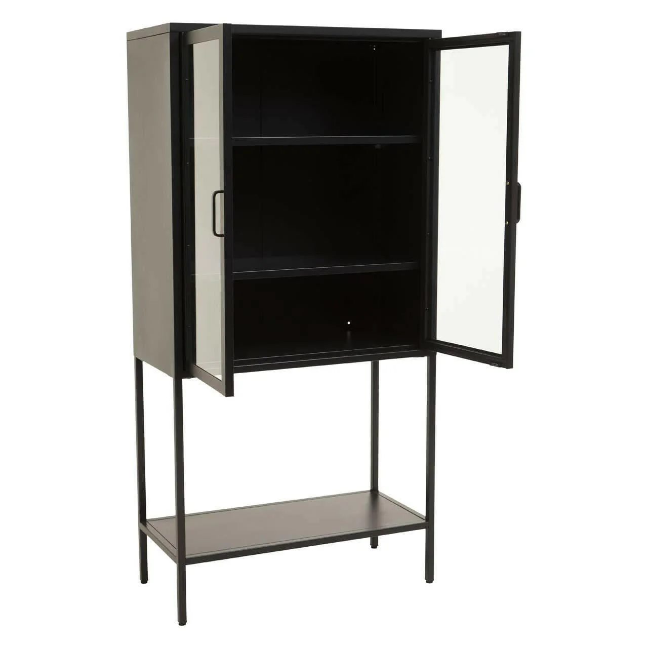 Acier Two Door Black Cabinet With Shelf - Image 3