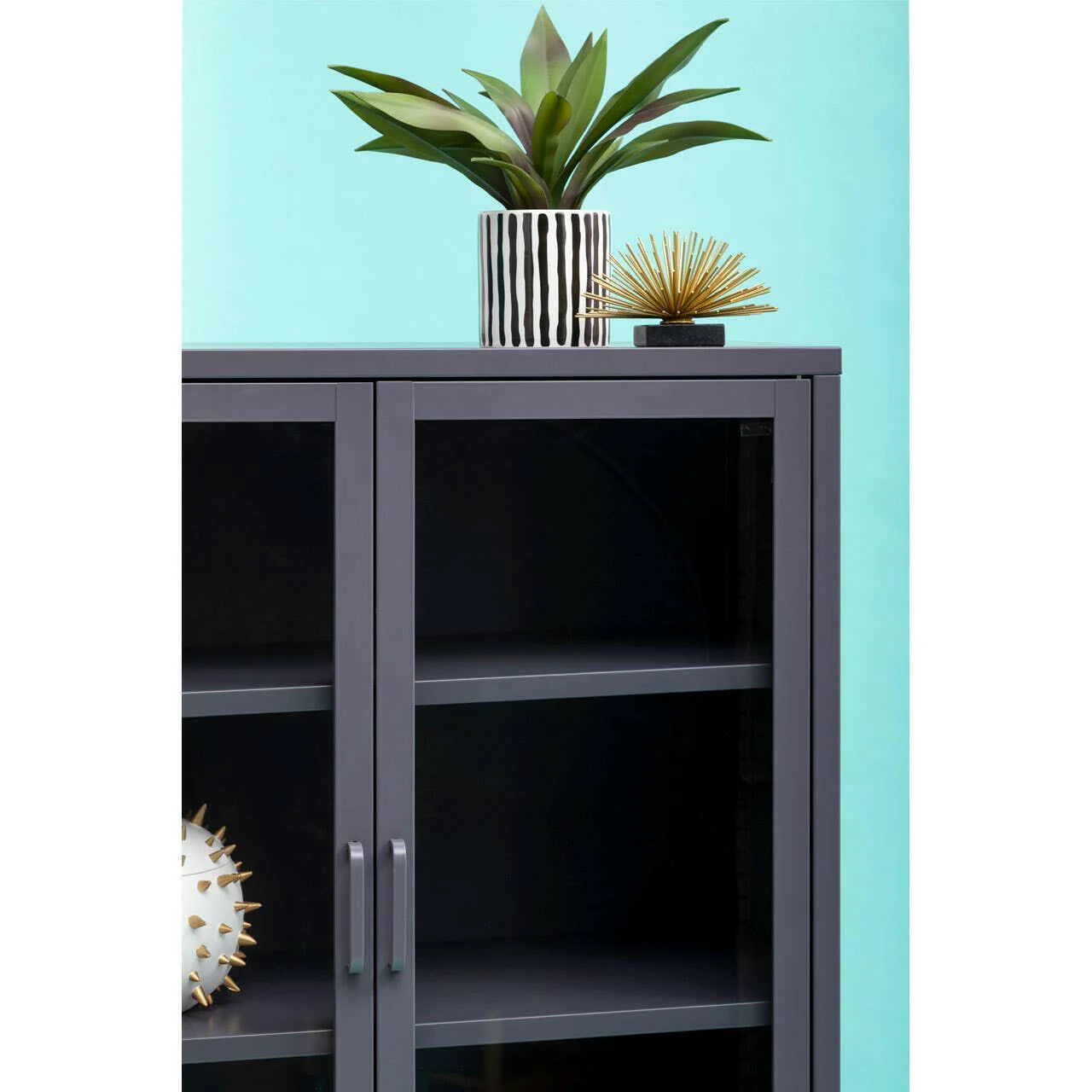 Acier Two Door Grey Cabinet With Shelf - Image 13