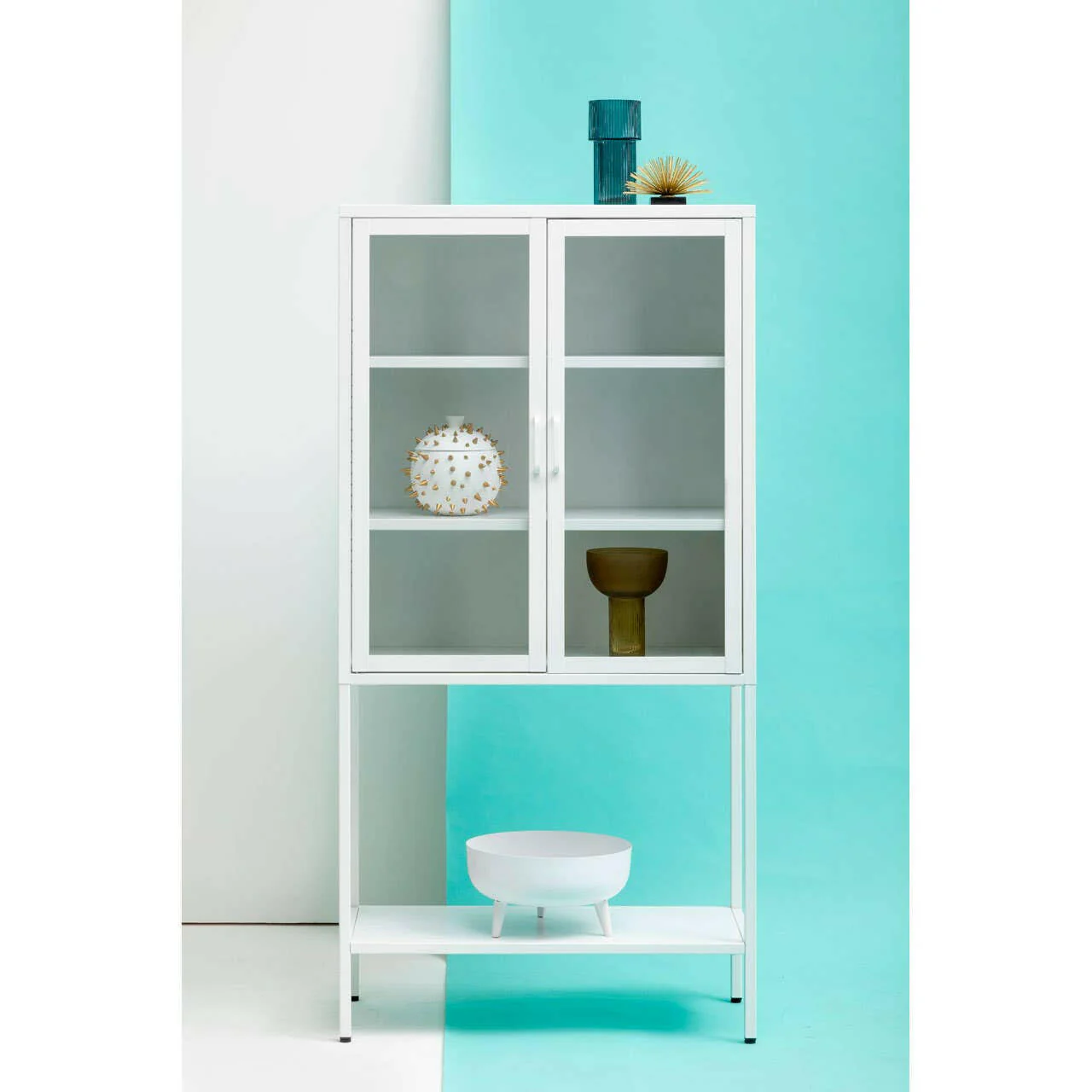 Acier Two Door White Cabinet With Shelf - Image 13