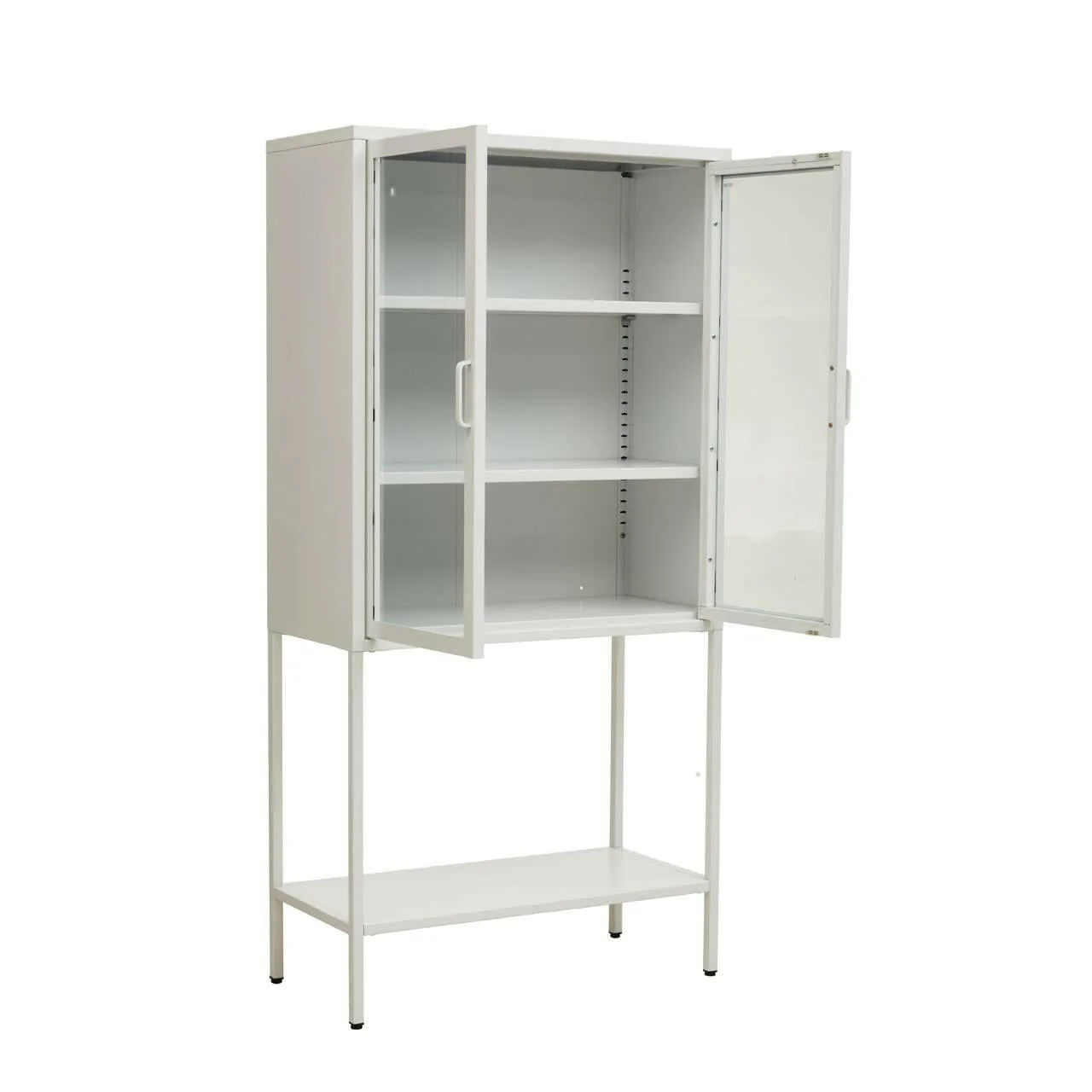 Acier Two Door White Cabinet With Shelf - Image 3