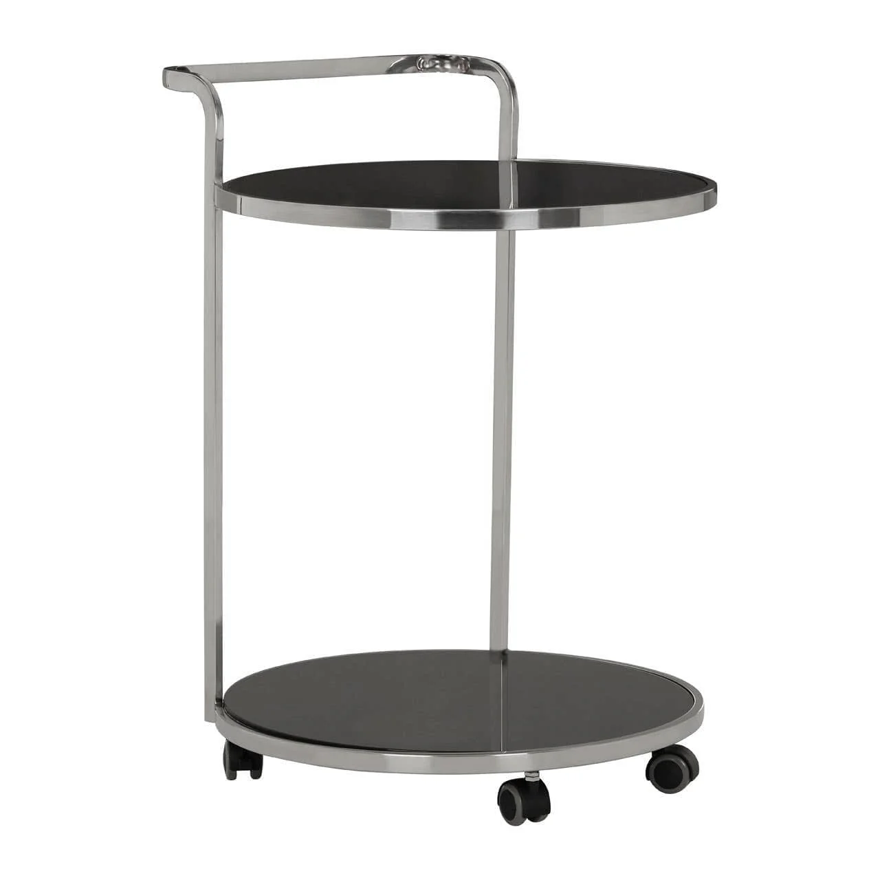 Ackley 2 Tier Silver Drinks Trolley with Black Glass